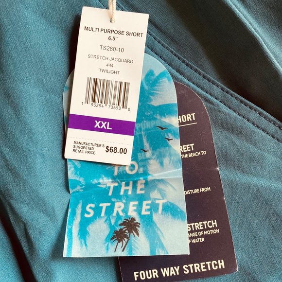 Trunks Surf & Swim Co Men MultiPurpose Short 6.5 in Sz XXL Stretch Jacquard Teal - Picture 9 of 15